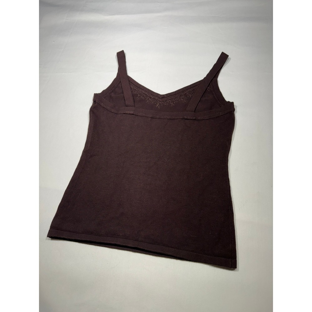 Cache Y2K Brown Knit Sequin Beaded V-Neck Cami Tank Top Small - Picture 3 of 6